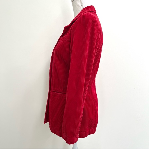 Vintage Newport News red wide tooth corduroy blazer jacket shoulder pads Size 4 - Picture 4 of 13